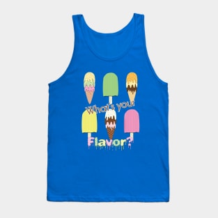 What's Your Flavor? Cute Ice Cream Cones & Popsicle Ice Block Sticks on Yellow Tank Top